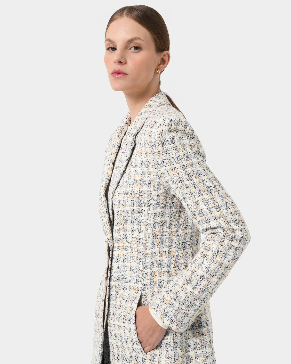 Amal Tweed Coat in multi — side view