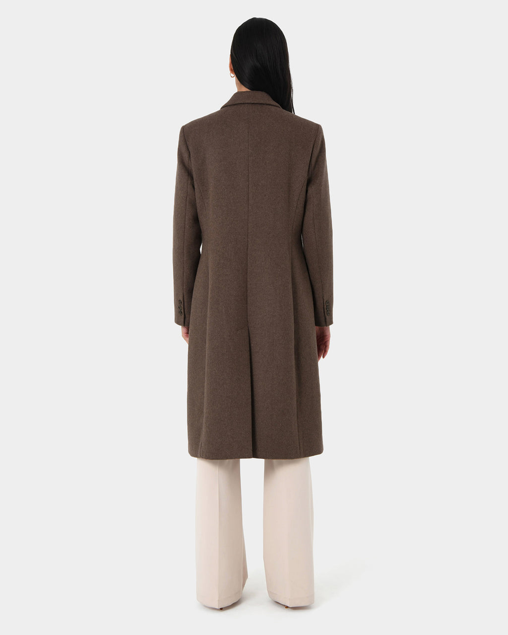 Marjorie Double Breasted Coat in taupe — back view