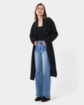 Indiana Tie Waist Coat in black — full-length view