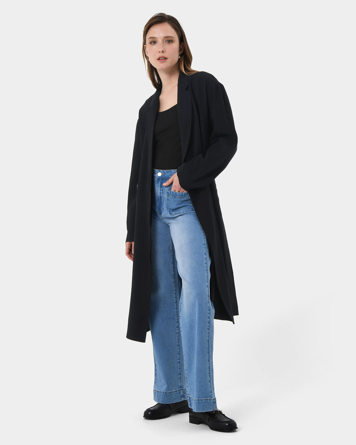 Indiana Tie Waist Coat in black — side view