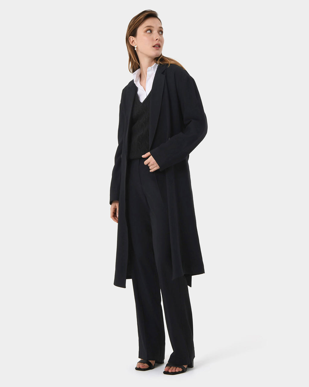 Indiana Tie Waist Coat in black — side view 2