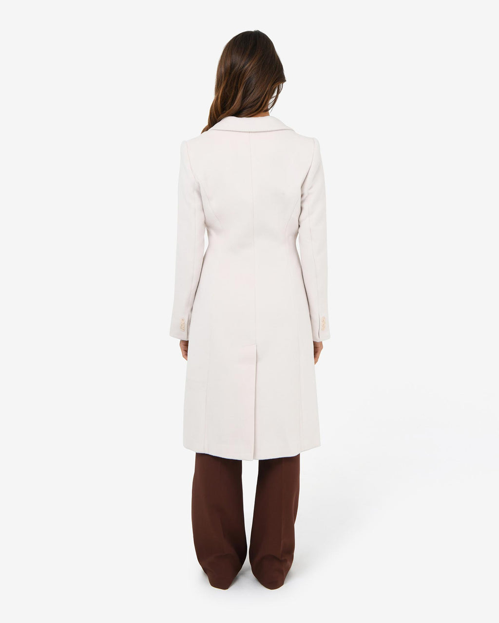 Skylar Hourglass Coat in cream — back view