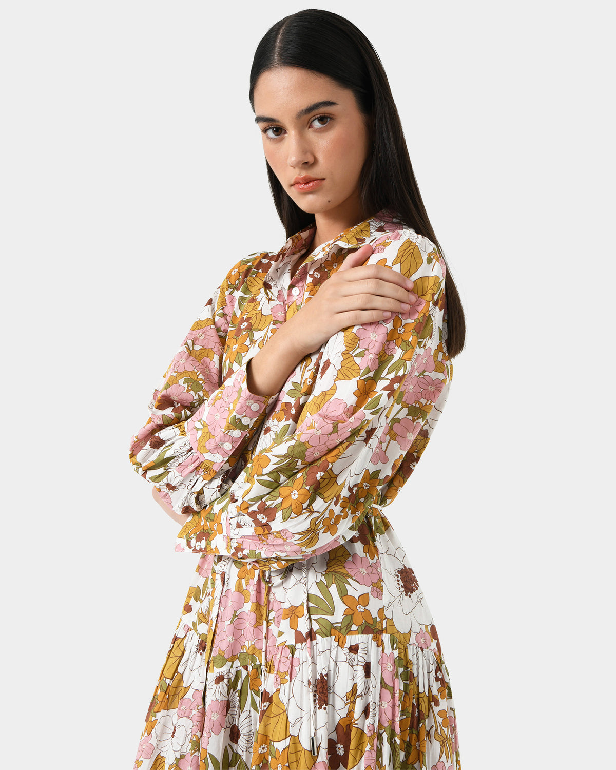 Blythe Printed Cotton Dress in multi — side view 2
