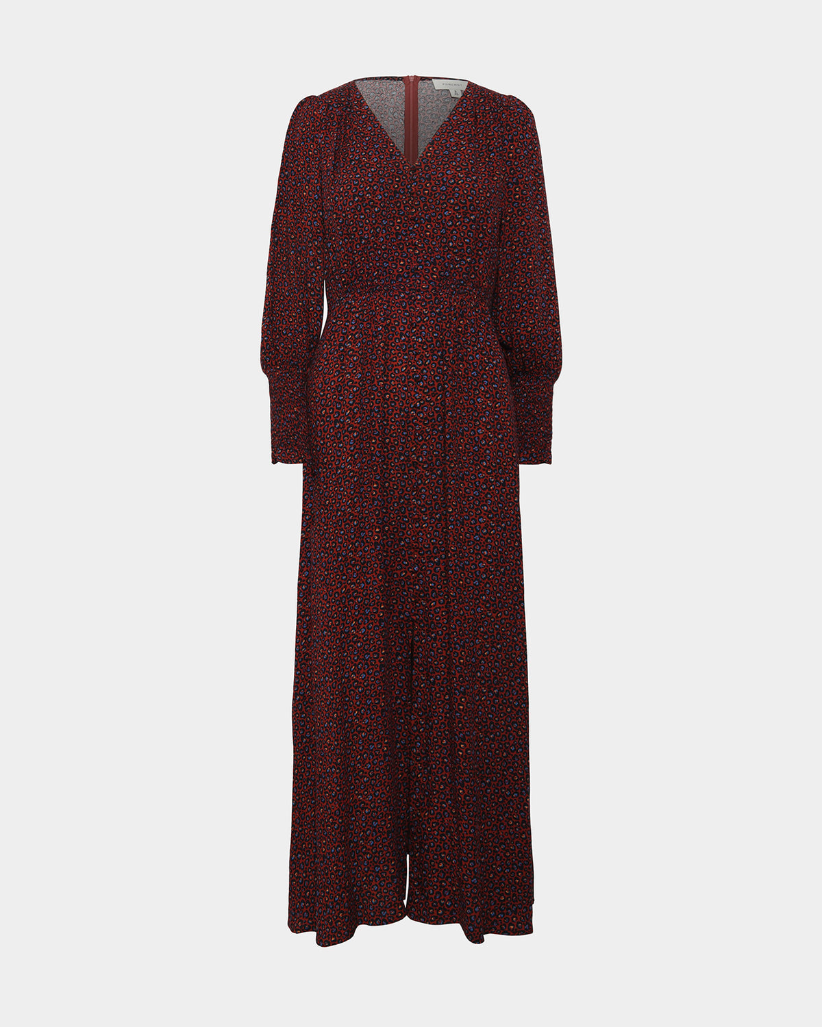 Lilah Animal Print Dress in deep red — product-only view