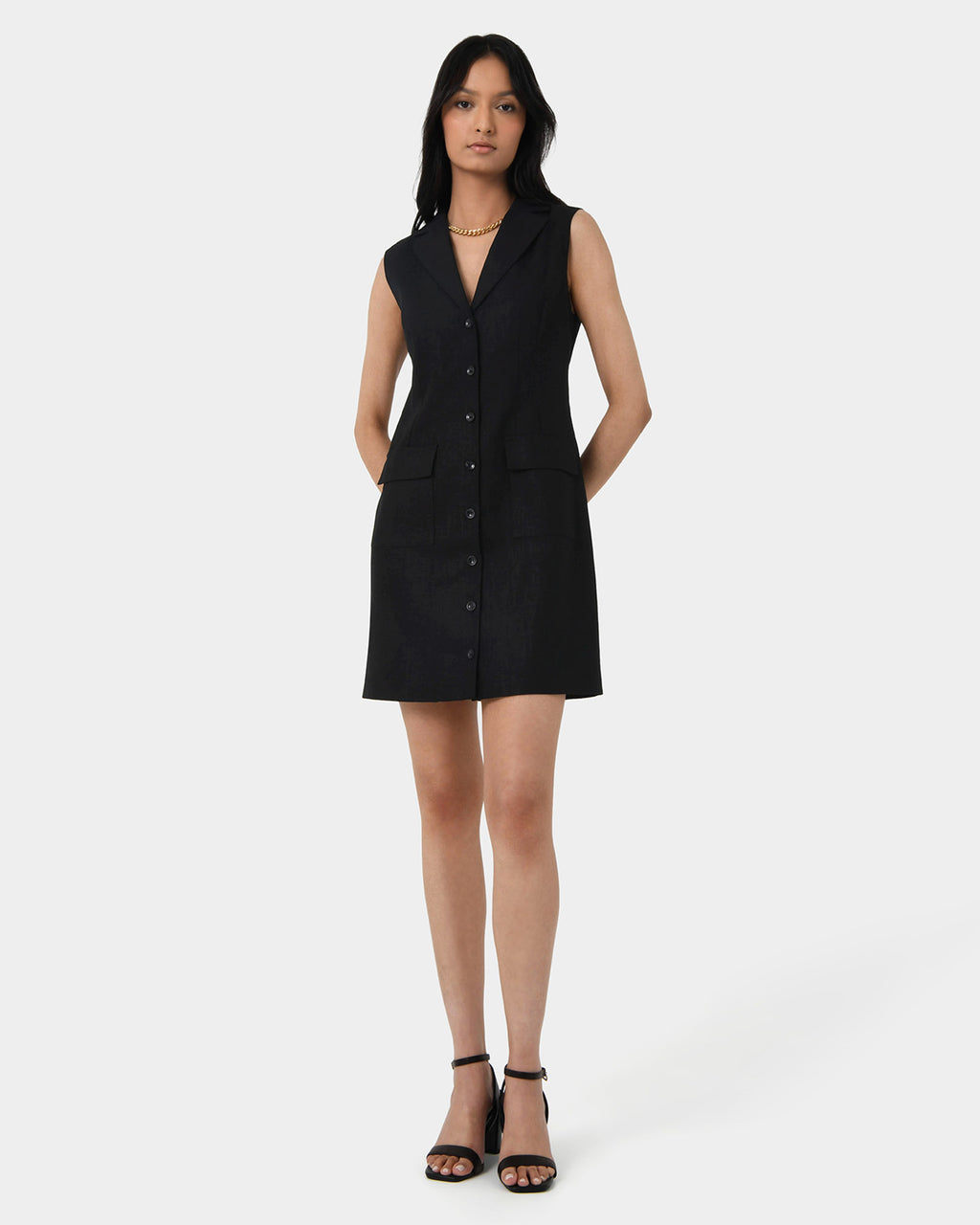 Valeria Buttoned Linen Dress — view 1