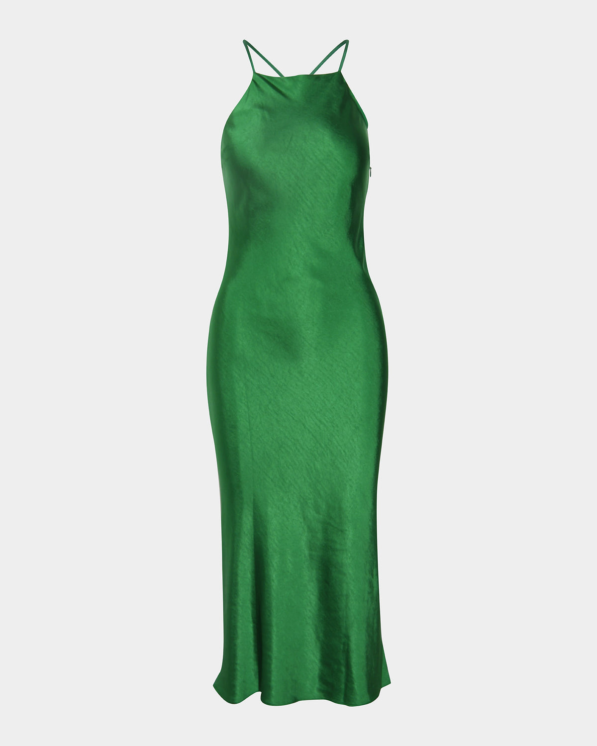 Samaya Satin Midi Dress in green — product-only view