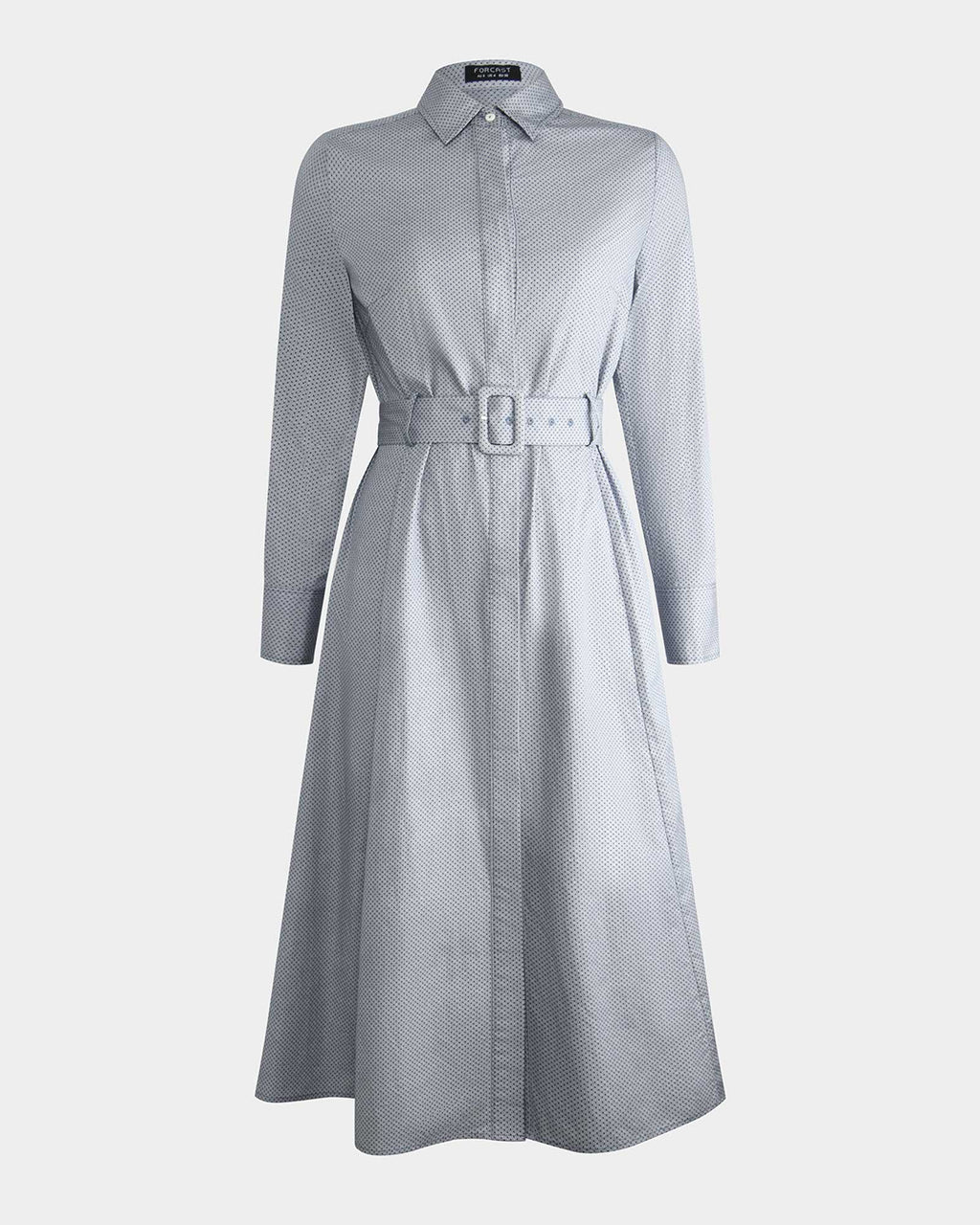Porto Printed Shirt Dress in navy ivory — product-only view