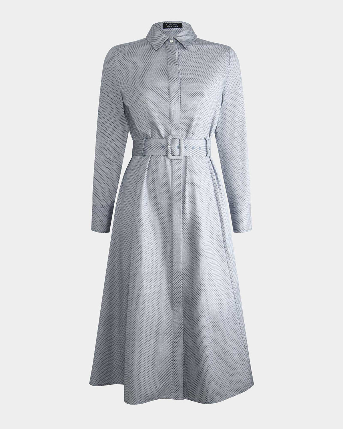 Porto Printed Shirt Dress in navy ivory — product-only view