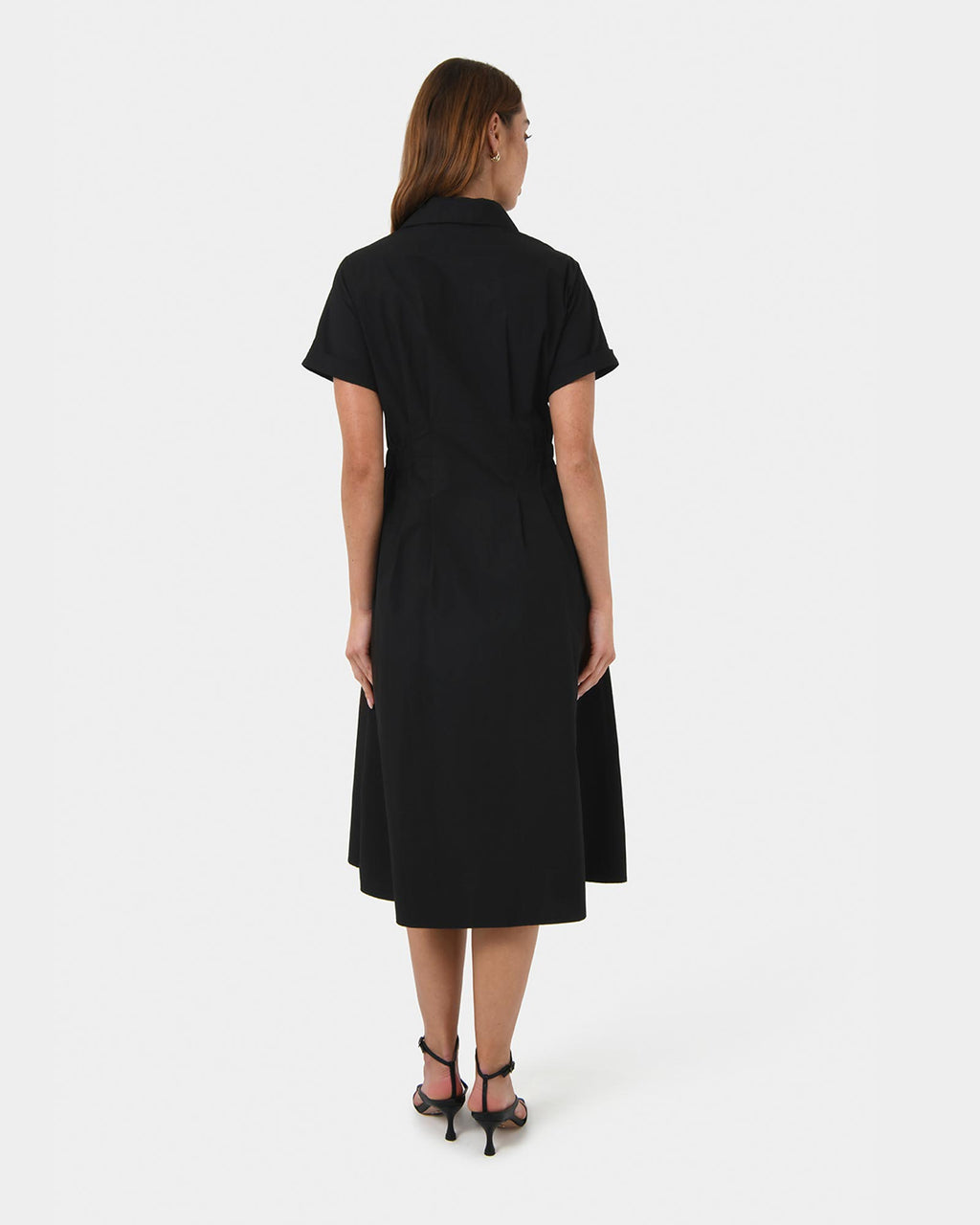 Zara Panel Midi Shirt Dress in black — back view