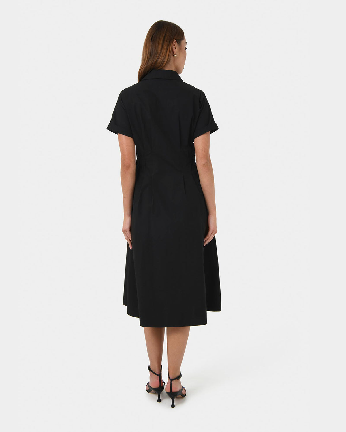 Zara Panel Midi Shirt Dress in black — back view