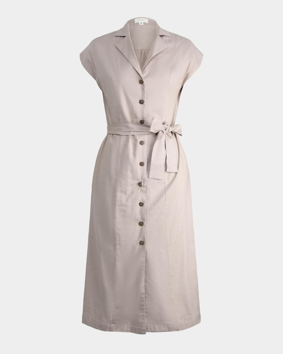 Kade V-neck Linen Dress in light taupe — product-only view