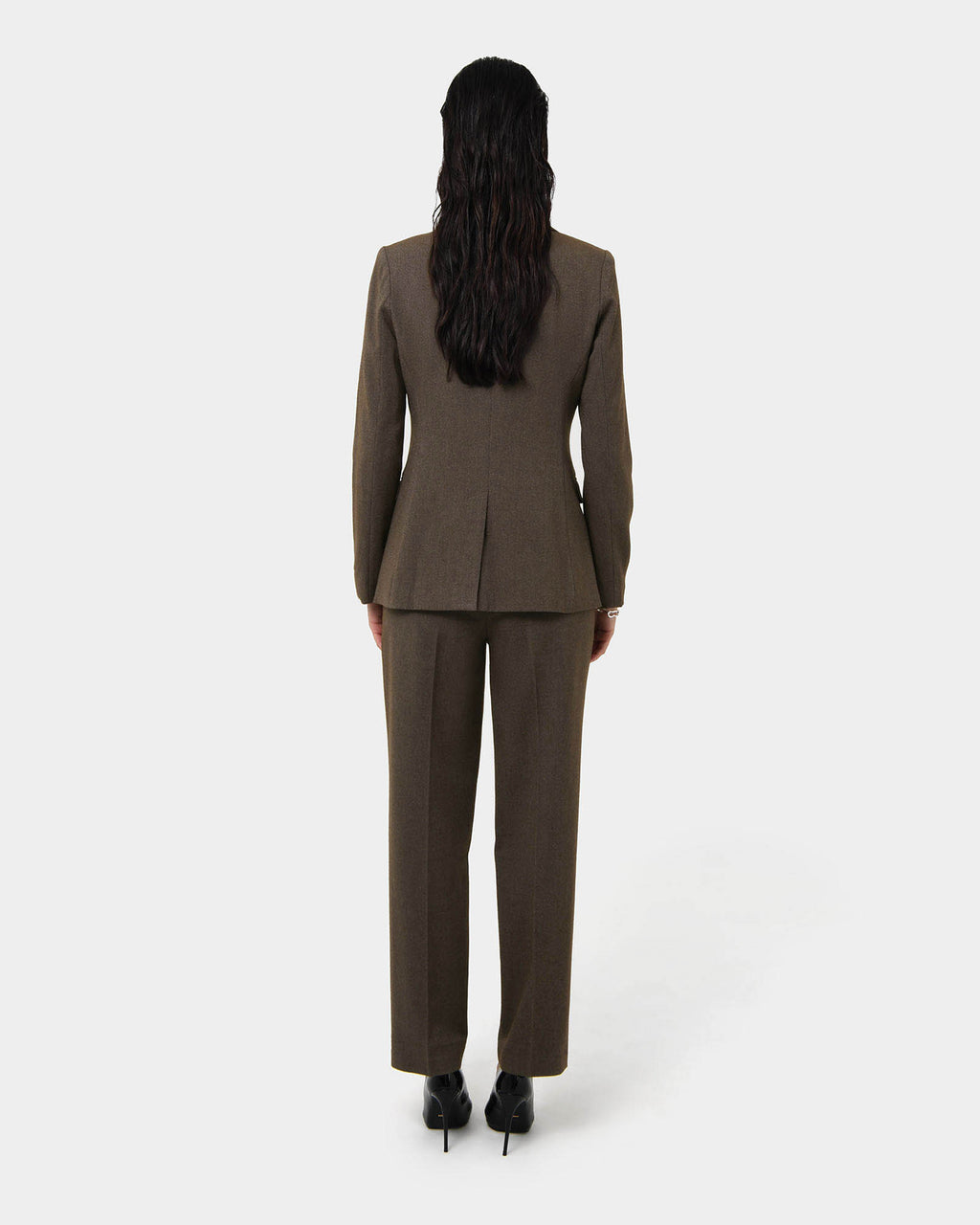Aviya Single Breasted Blazer in sepia — back view