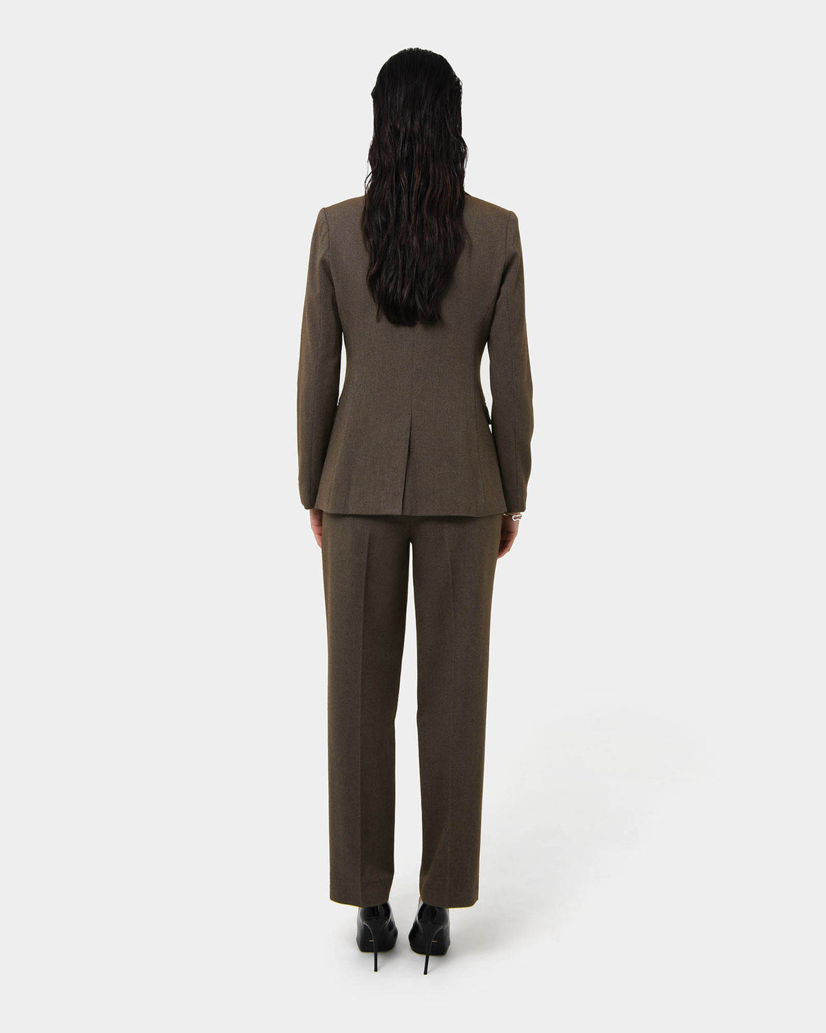 Aviya Single Breasted Blazer in sepia — back view