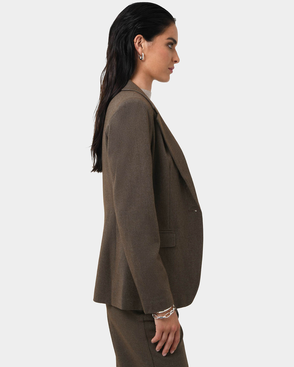 Aviya Single Breasted Blazer in sepia — side view