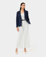 Safira Double Breasted Blazer in navy — full-length view