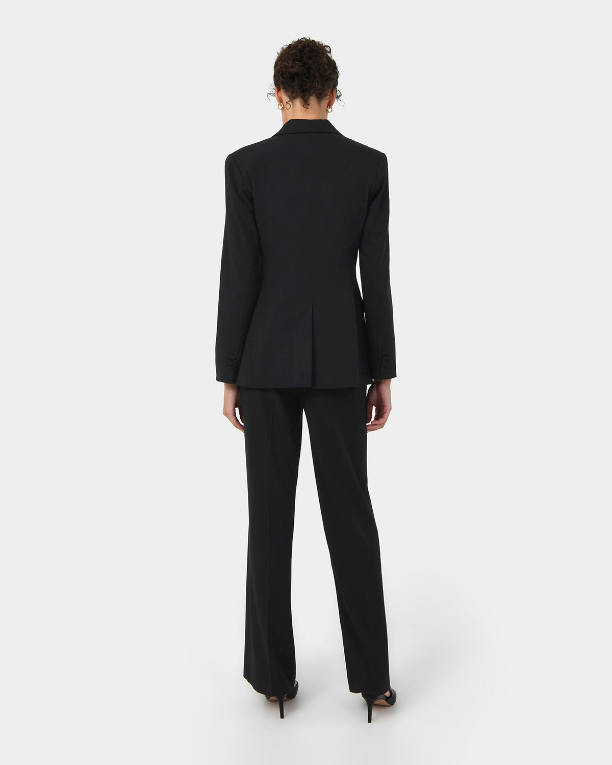Emani Double Breasted Blazer in black — back view