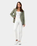 Janis Single Breasted Blazer in light khaki — full-length view