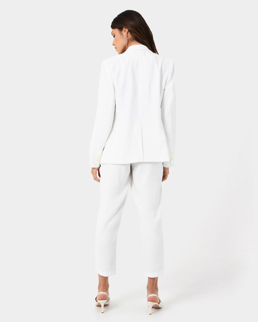 Indigo Single Breasted Blazer in white — back view