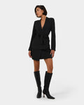 Rain Belted Blazer in black — full-length view