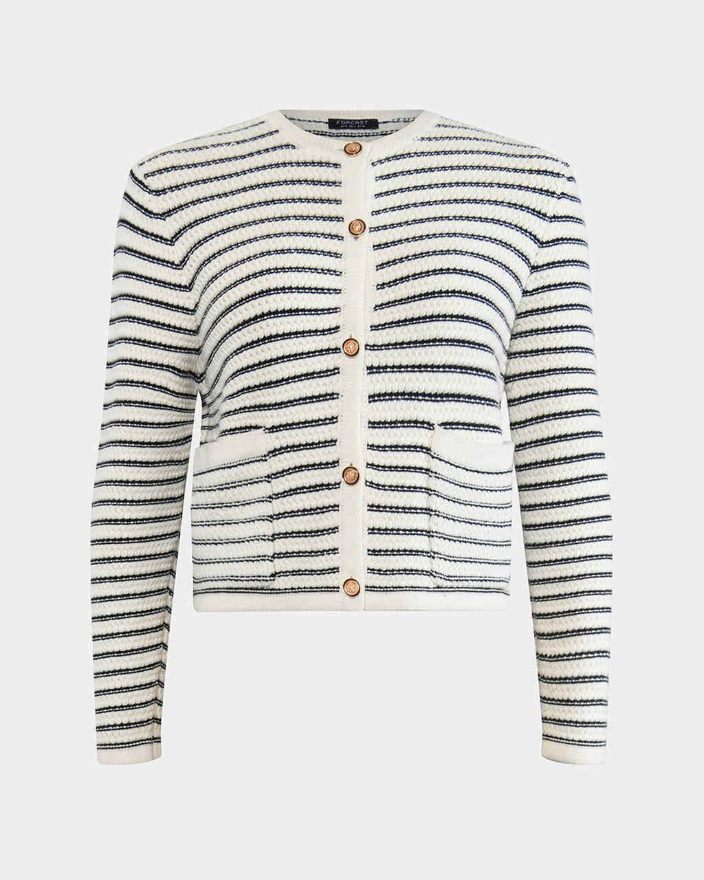 Hollis Texture Stripe Cardigan in ivory — product-only view