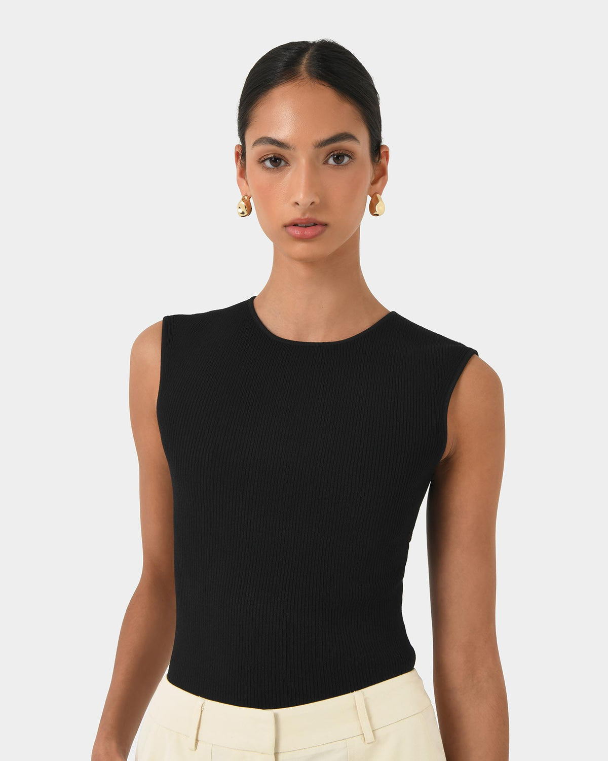 Viviana Sleeveless Knit Top in black — view 2