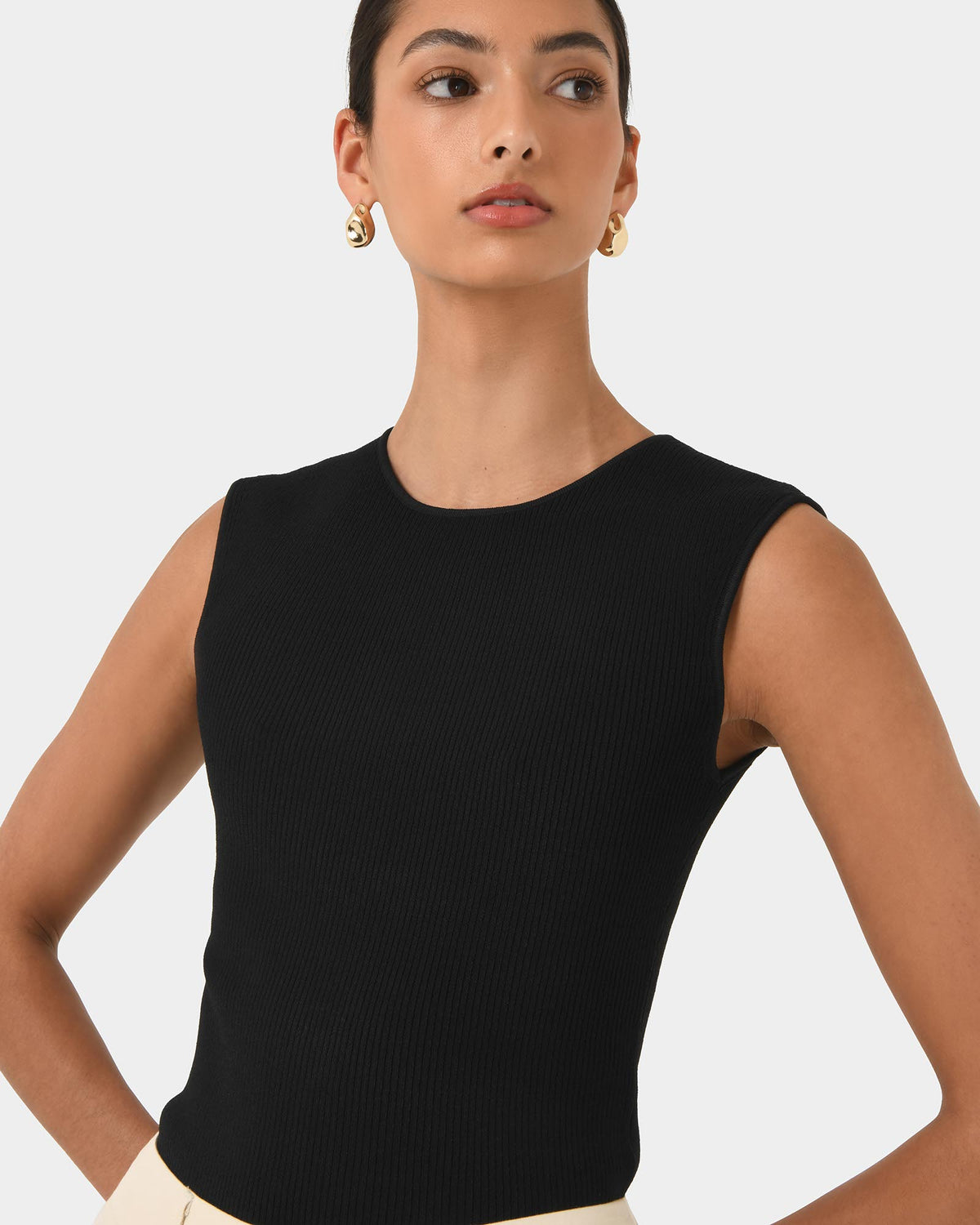 Viviana Sleeveless Knit Top in black — view 3