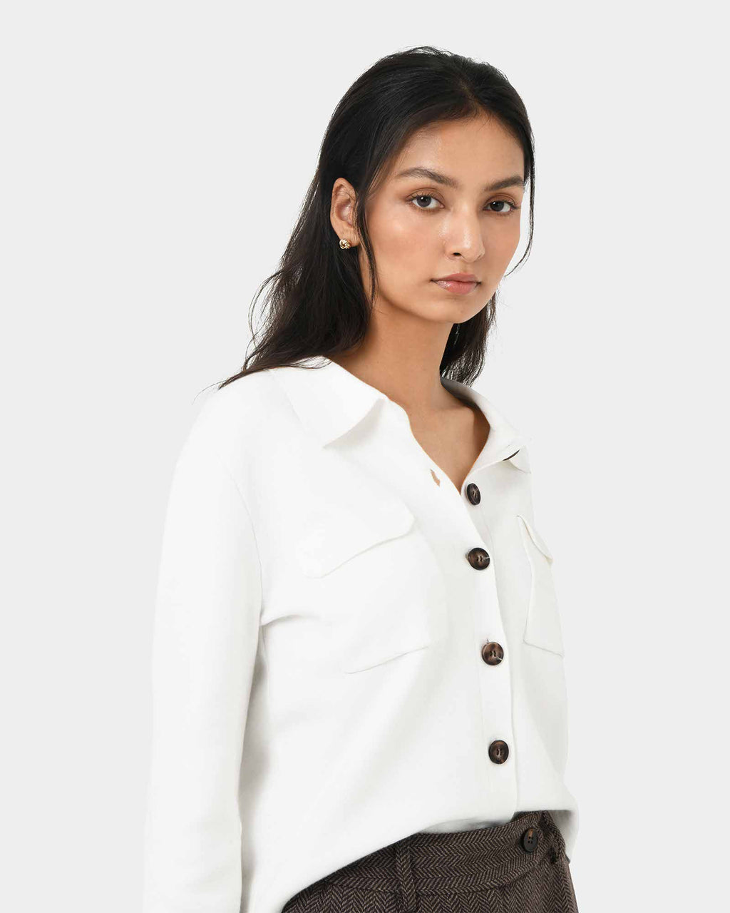Willow Collar Cardigan in ivory — view 4