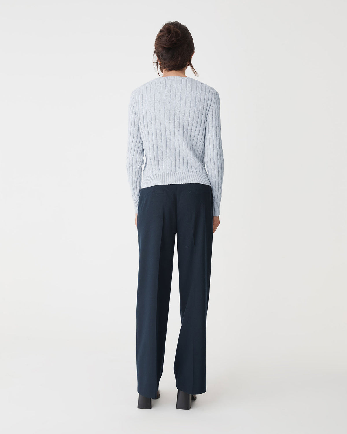 Juanita Cotton Cable Knit in ash marle — back view