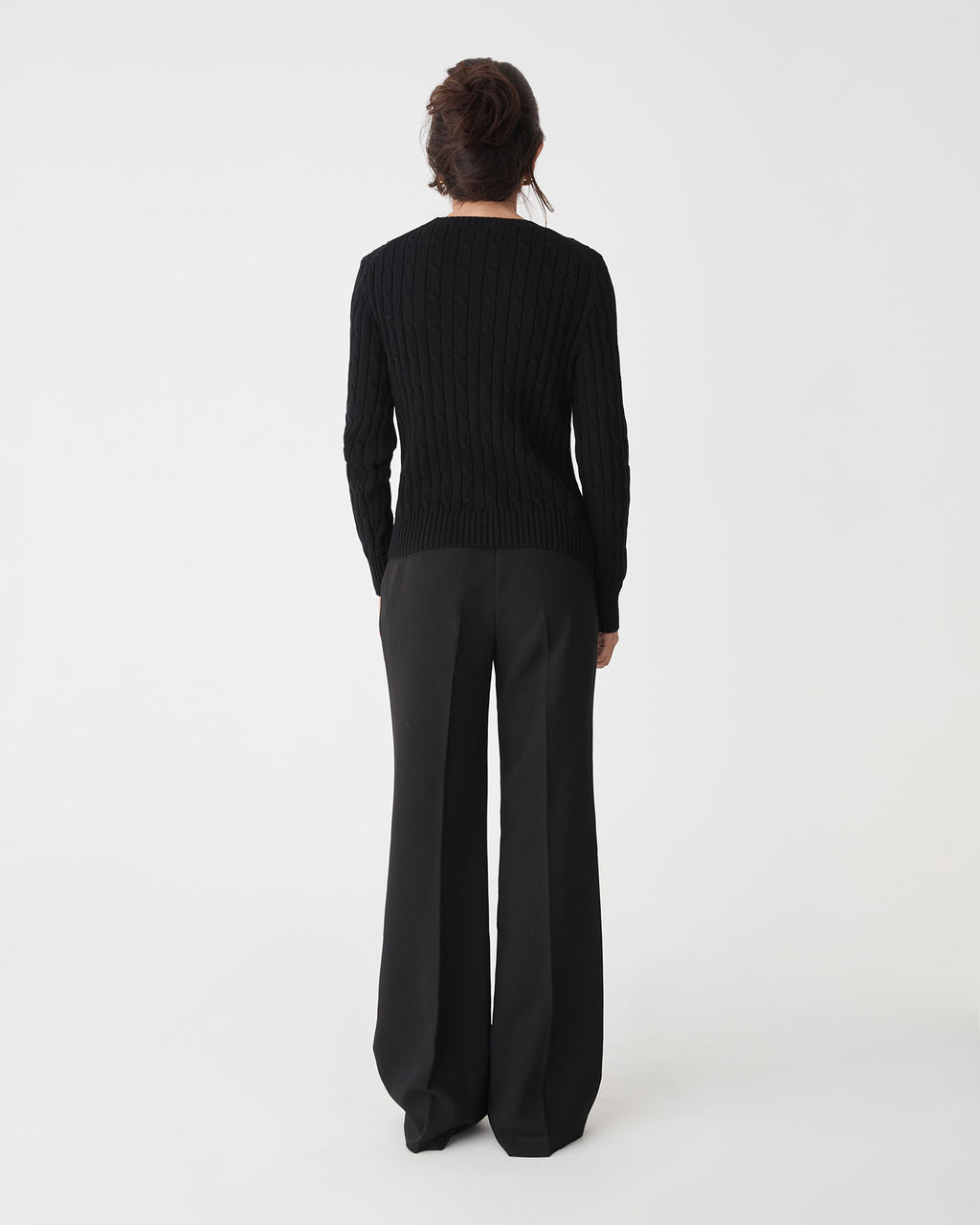 Juanita Cotton Cable Knit in black — back view
