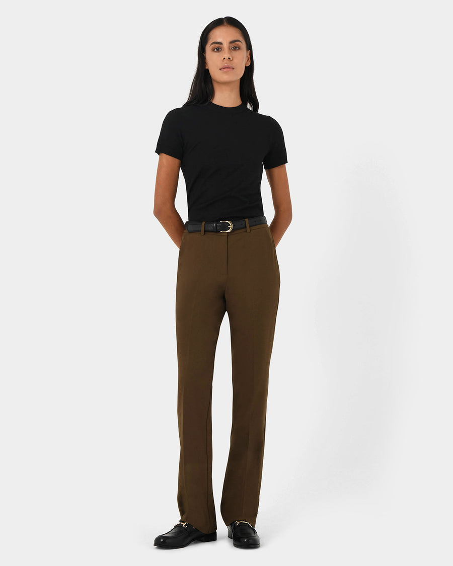 Hunter Slim Straight Pants in gold khaki — full-length view