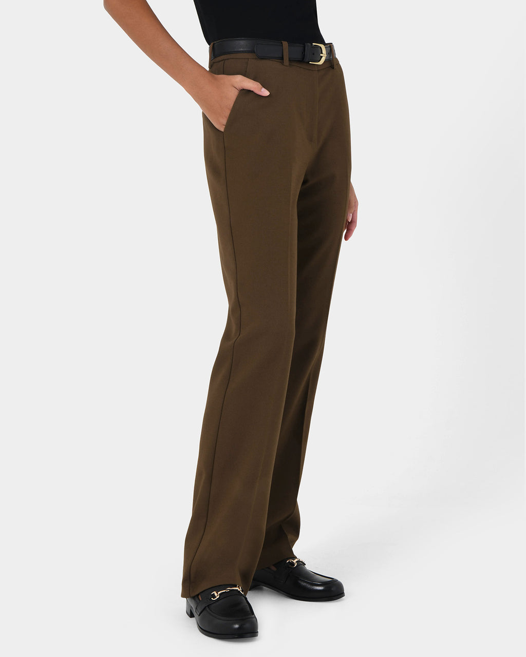 Hunter Slim Straight Pants in gold khaki — side view