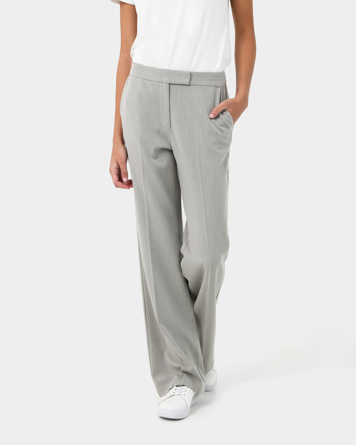 Santana Straight Leg Pants in beige — close-up view