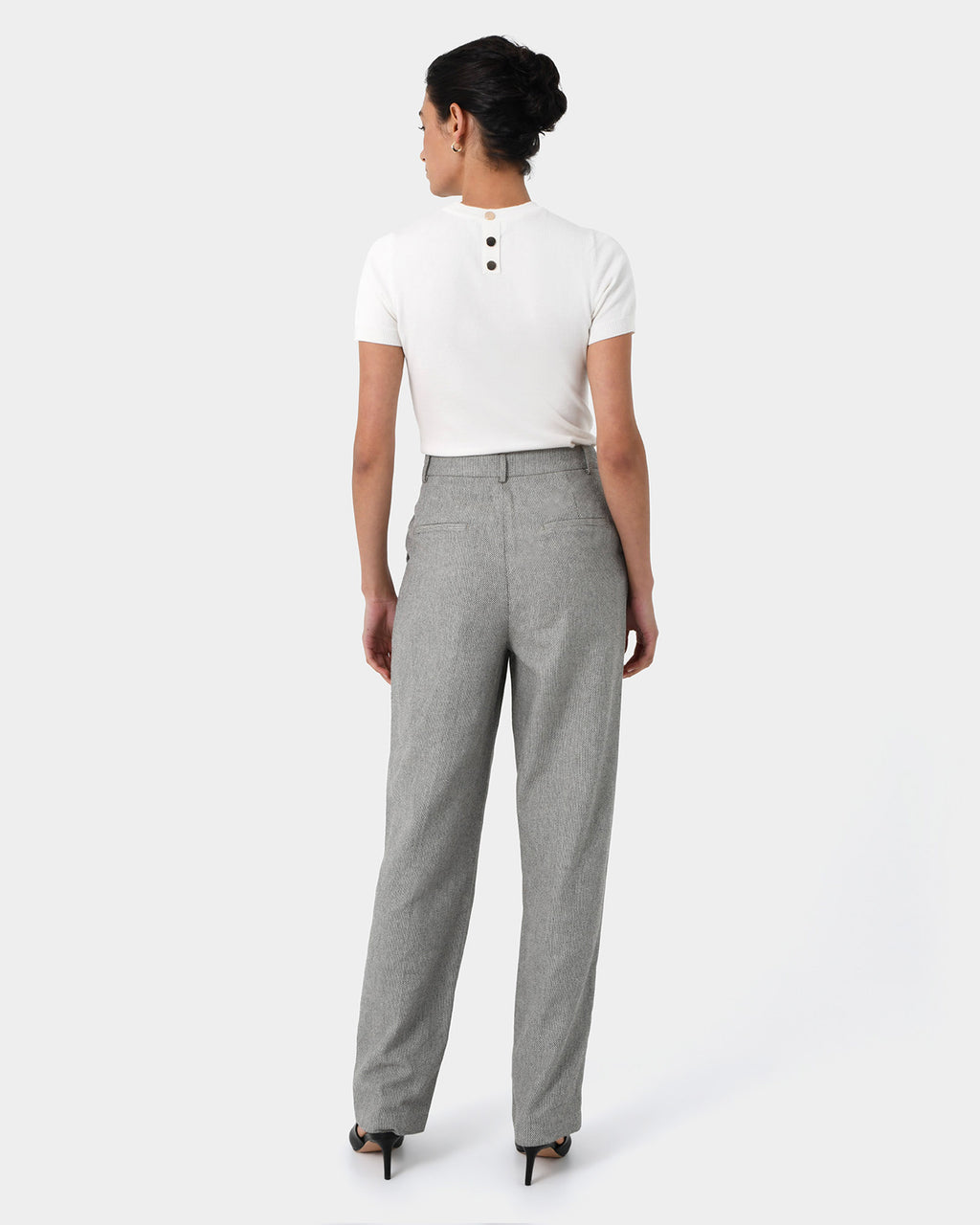 Adela Cotton Wide Leg Pants in grey — back view