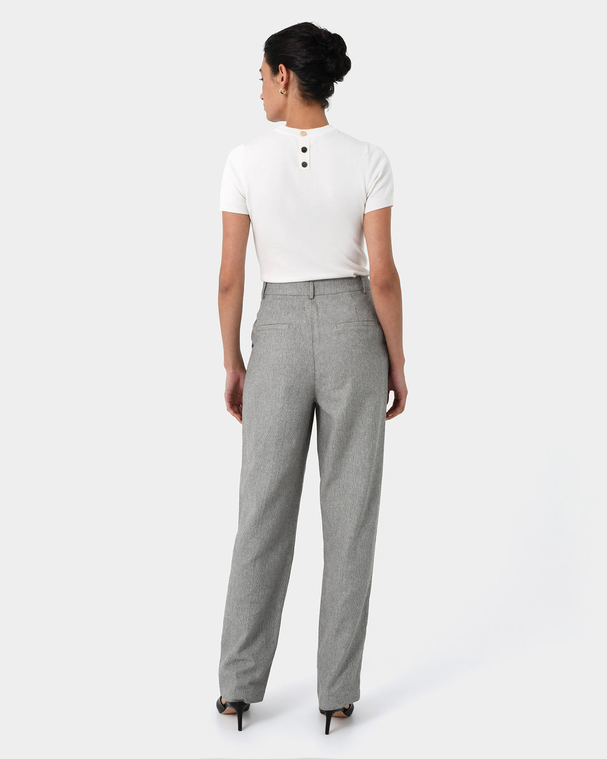 Adela Cotton Wide Leg Pants in grey — back view