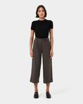 Kyrie Herringbone Culotte in brown — full-length view