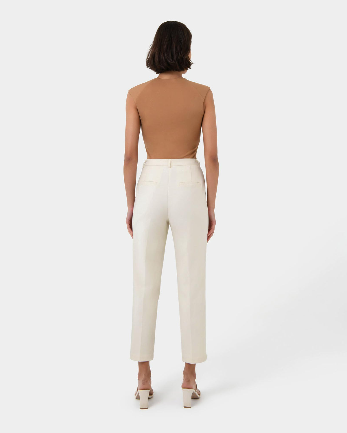 Elka Straight Leg Pants in ecru — back view