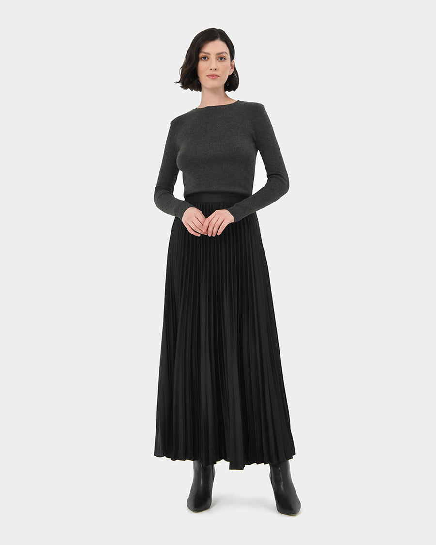 Zyla Satin Pleated Skirt