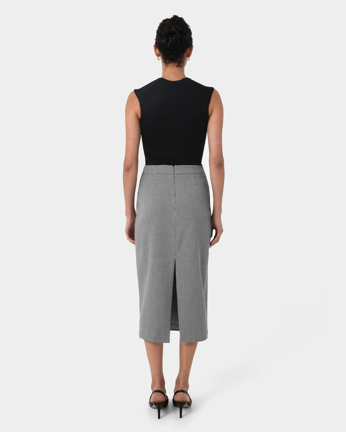 Rein Houndstooth Midi Skirt