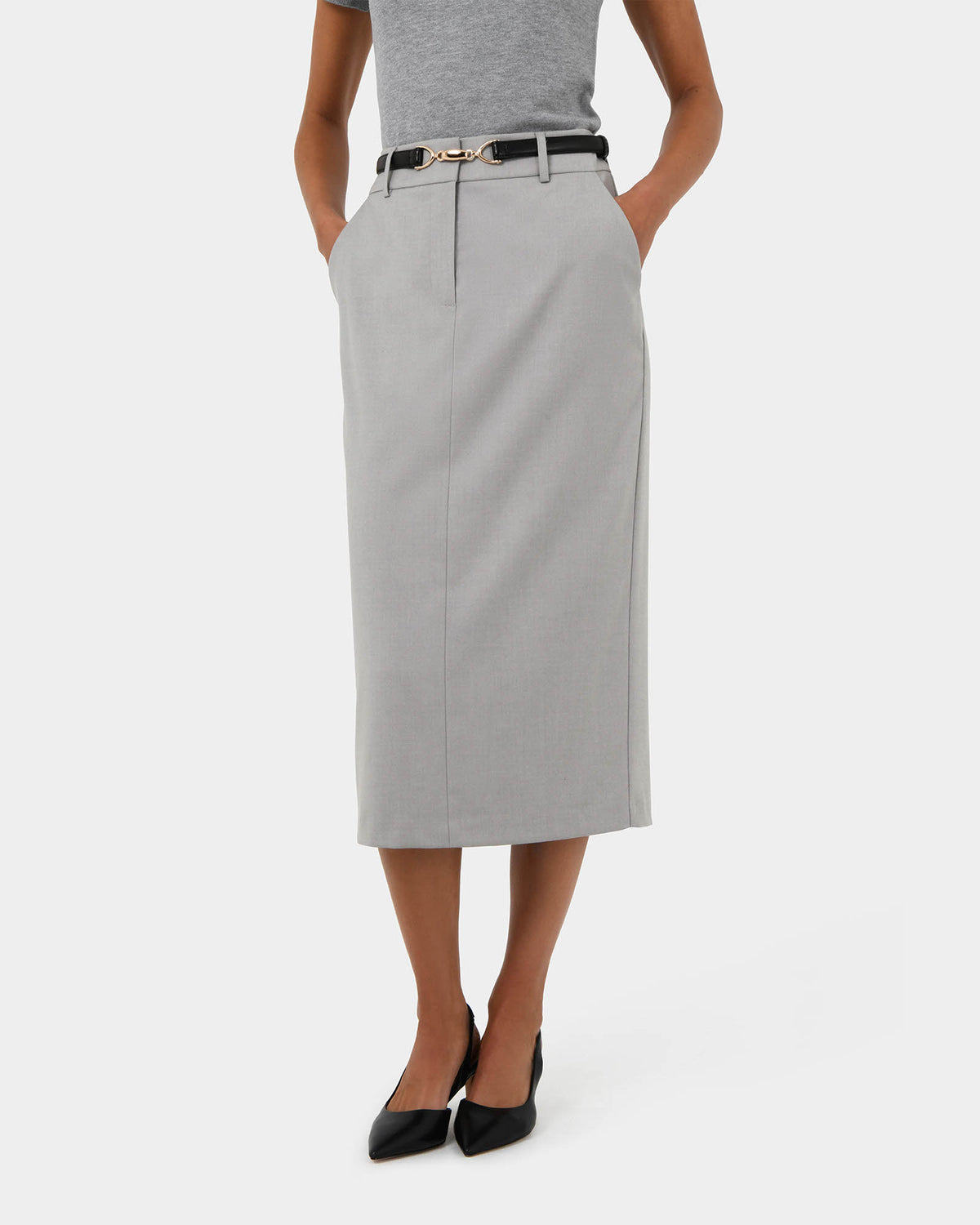 Chloe Panel Skirt in grey — close-up view 2