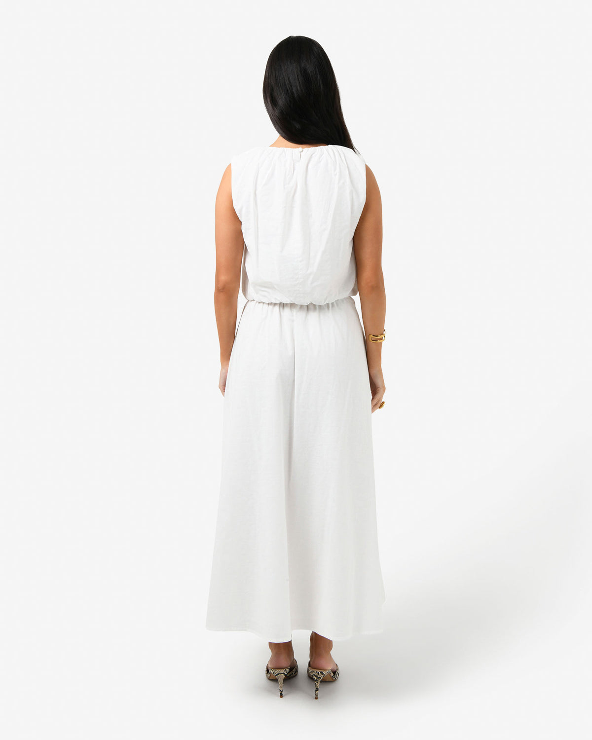 Kenya Linen Skirt in ivory — back view