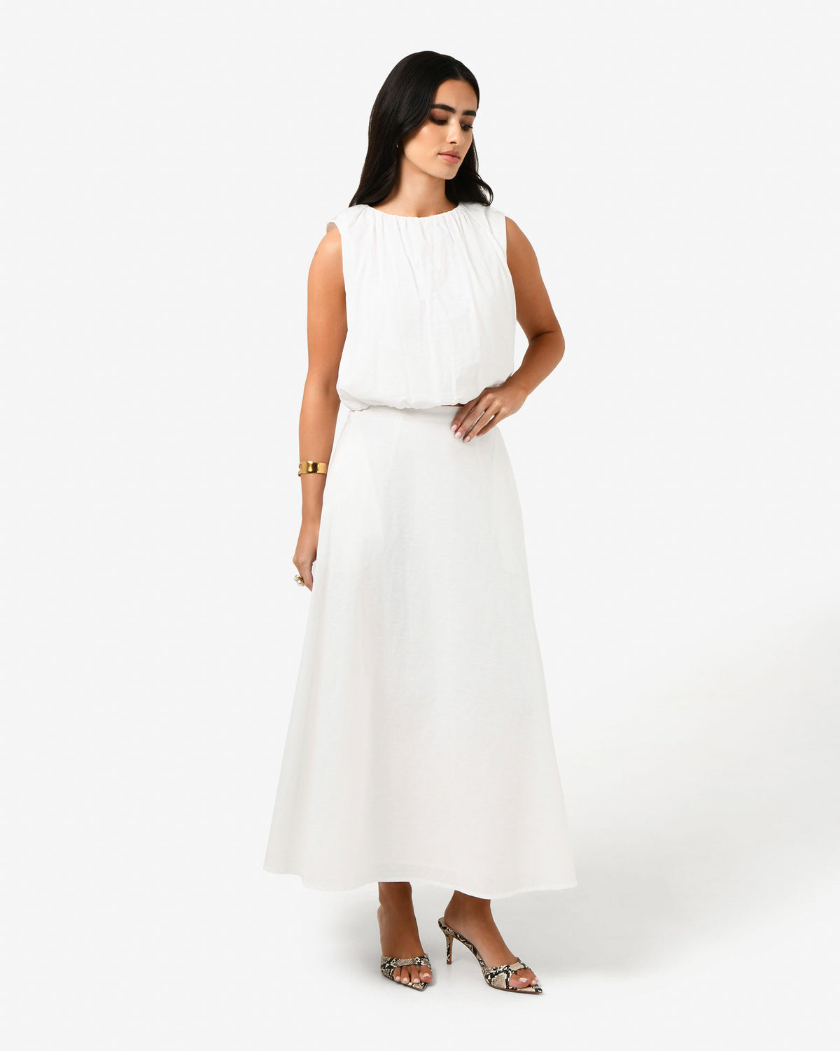 Kenya Linen Skirt in ivory — side view 2