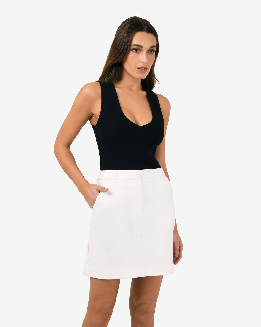 Safira Mini Skirt in ivory — close-up view 2