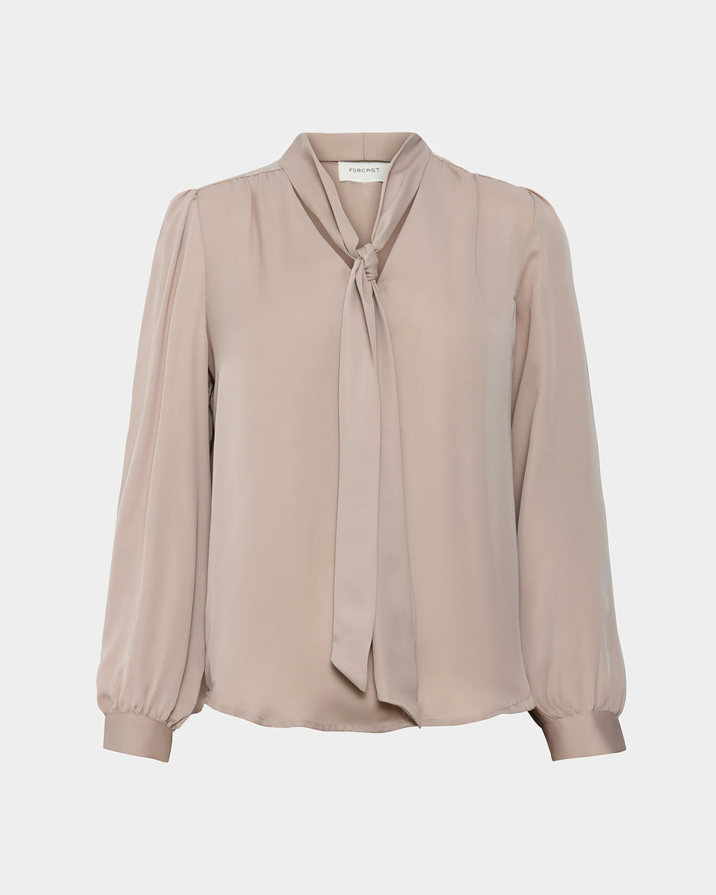 Serene Tie Neck Blouse in sand beige — product-only view