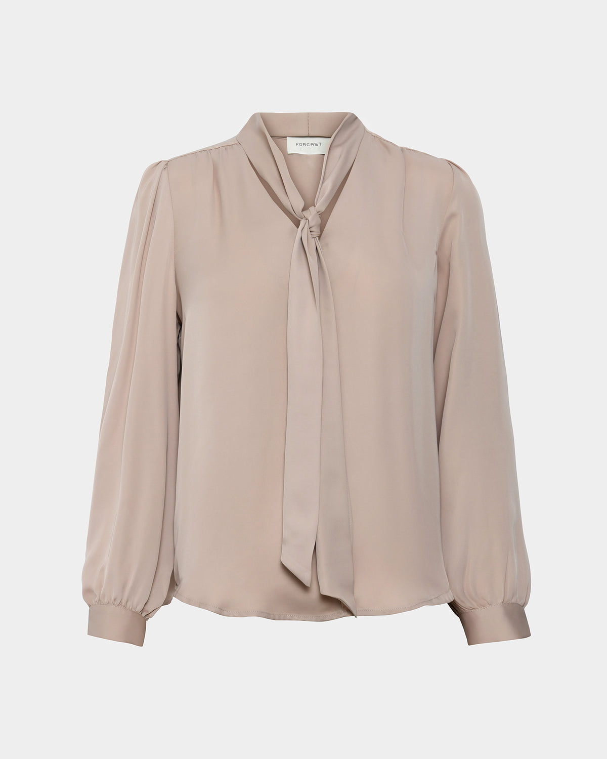 Serene Tie Neck Blouse in sand beige — product-only view