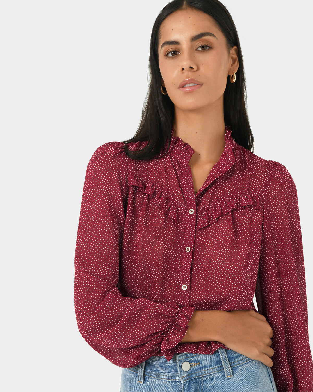 Orlando Ruffle Polkadot Top