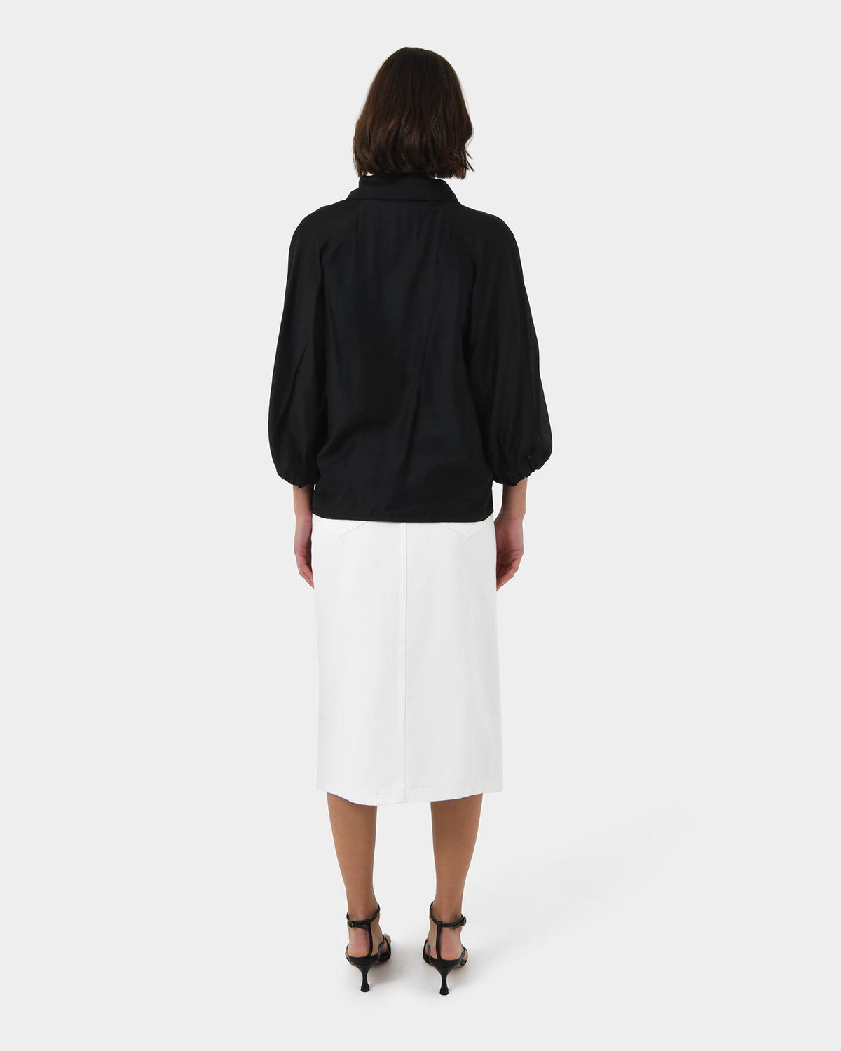 Giulia Gold Button Blouse in black — back view