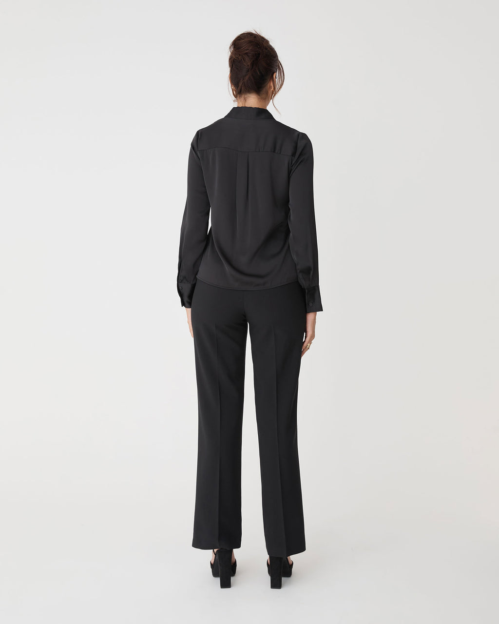 Mae Satin Shirt in black — back view