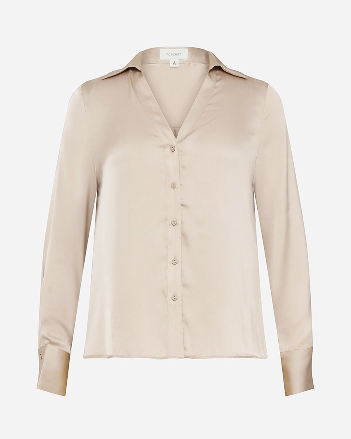 Lila V-Neck Satin Blouse in eggshell — product-only view