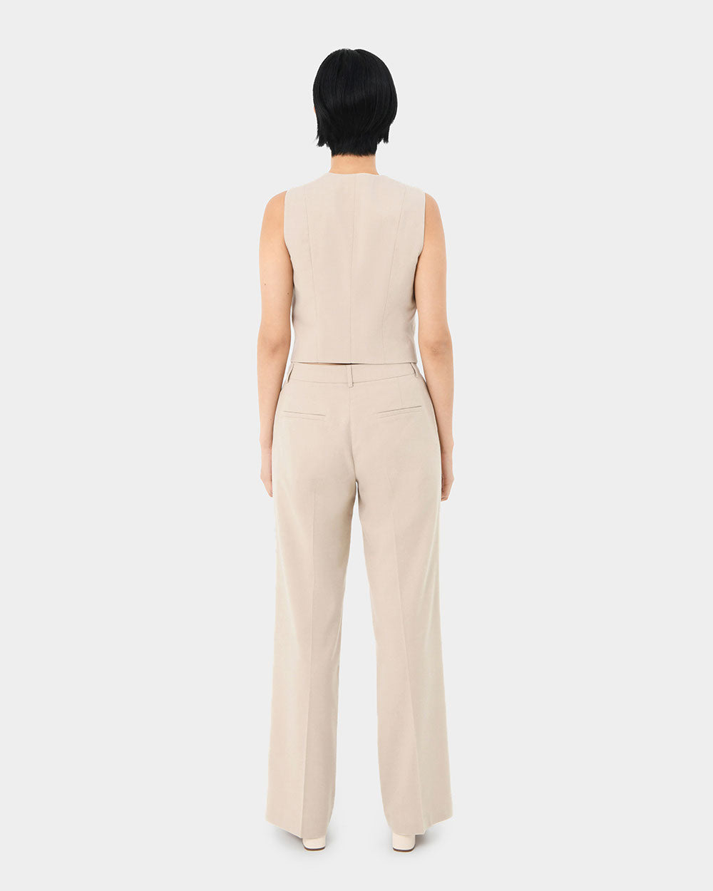 Mariel Tailored Vest in sand beige — back view