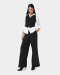 Safira Tailored Vest in black — full-length view